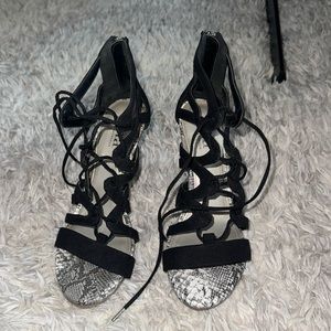 Black lace up heels. MAKE A GREAT STAPLE EASY CHOICE BLACK SHOE